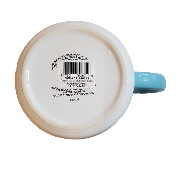 Starbucks Citrus Floral Coffee Mug Ceramic Yellow Blue 14oz 2023 Easter - Picture 10 of 10